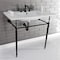Fauceture KVPB37227W8MB 37-Inch Console Sink with Brass Legs (8-Inch, 3 Hole), White/Matte Black KVPB37227W8MB - alternate 2